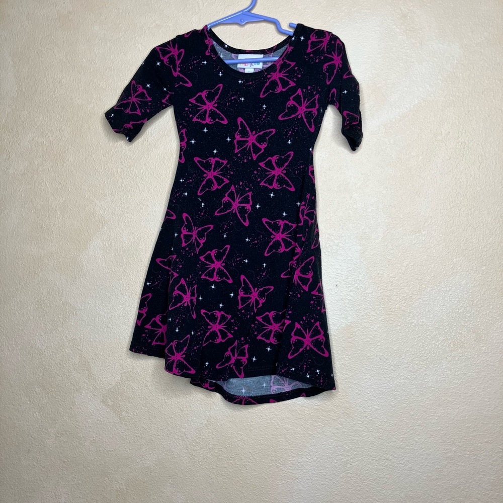 Black and Pink Butterfly Kids Dress matching Mom Leggings in OS